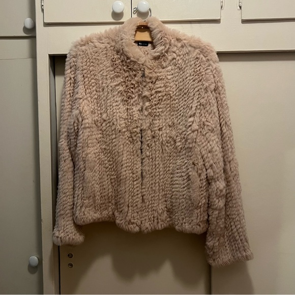 Love Token Blush Pink Rabbit Fur Jacket - Picture 5 of 8